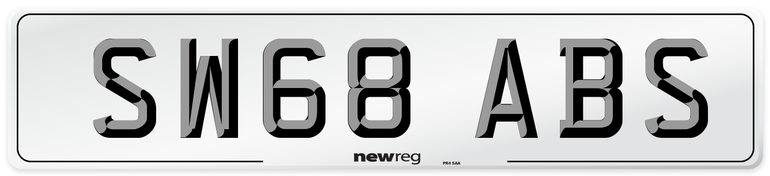 SW68 ABS Number Plate from New Reg